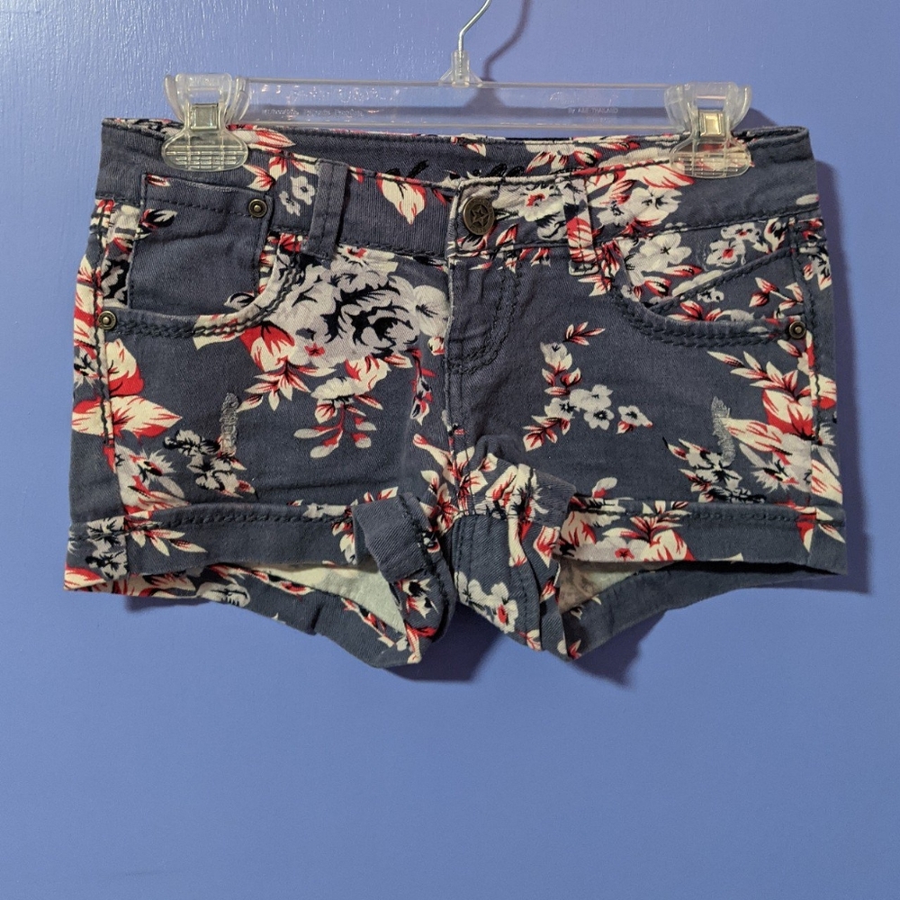 Floral jean shorts